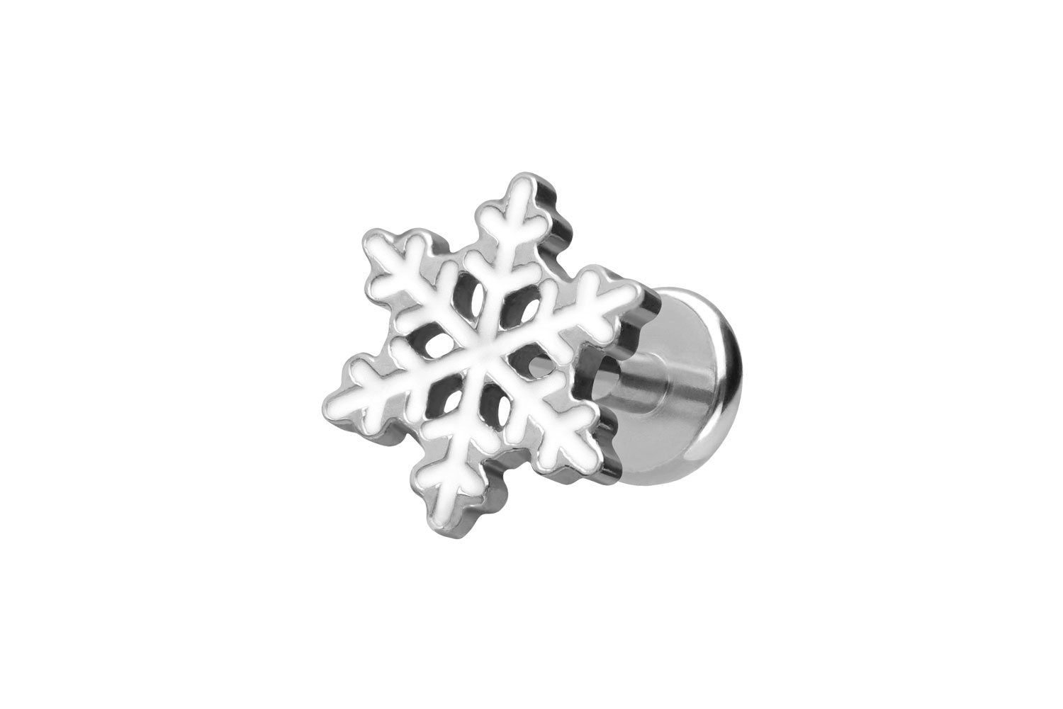 Titan Labret Piercing mit Push Fit SCHNEEFLOCKE